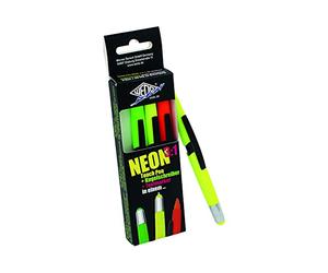 WEDO 261610499 Lot de 4 stylos-bille et surligneur 3 en 1 Jaune fluo, vert fluo, rose fluo, orange fluo