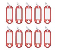 Wedo 262101802 Porte-clés avec anneau en plastique, étiquettes amovibles, Lot de 10, Rouge