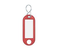 Wedo 262103402 Porte-clés plastique (avec crochets en S, interchangeables Étiquettes) Lot de 10, Rouge