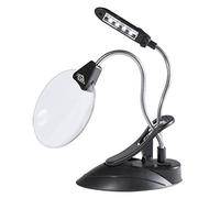 Wedo Loupe de table 27175201, éclairage LED, grossissements 2× et 4×, serre-joint, noir