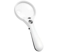 Wedo Loupe professionnelle PROFI ronde, poignée, 3 LED, blanc/noir, 9 cm