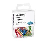 Wedo 542510 Klemmer Mini Clip plastique (dans une boîte transparente, 25 mm) Lot de 10, couleurs assorties