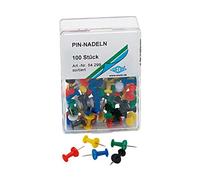 Wedo 54299 épingles Diabolo forme de dans une boîte transparente, 100 Pièces, farbigsortiert