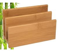 Wedo 61307 Porte-lettres en bambou, 2 compartiments, dimensions 14 x 6,2 x 9 cm, dans une boîte-cadeau, marron