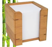 Wedo 61707 Zettelbox bambou, comprenant 900 feuilles de papier 9 x 9 cm, dans une boîte-cadeau, brun