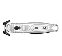 WEDO 78865 Couteau de sécurité en aluminium, lame cachée pour la protection, avec râpe en plastique,pour tous les matériaux de coupe courants, ergonomique,également pour les gauchers, certifié TÜV/GS