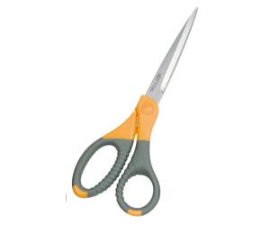 Wedo 9858 Revêtement en titane ciseaux universel en acier inoxydable avec grips en caoutchouc spécial doux Convient également pour les gauchers, 21,5 cm, gris/jaune
