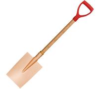 WEDO Bêche à bord profond anti-étincelles avec lame droite, pelle de transfert, 139,7 cm de long en bois avec poignée confortable en D, outil de creusage, cuivre béryllium, non magnétique, norme DIN
