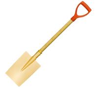WEDO Bêche à bords profonds anti-étincelles avec lame droite, pelle de transfert, 139,7 cm de long en bois avec poignée confortable en D, outil de creusement de sécurité, bronze d'aluminium, norme DIN