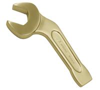 WEDO Clé à fourches à frapper 32mm,sans étincelles Clé à fourches simple,Flexion à 45 degrés,Longue 190mm,aluminium bronze,résistante à la corrosion,certifiées GS,certificat BAM et FM