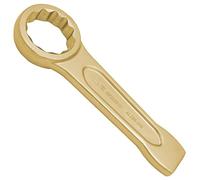 WEDO Clé de frappe anti-étincelle, clé à anneau de 19 mm, longueur 145 mm, clé de sécurité sans étincelle, bronze d'aluminium, résistance à la corrosion, norme DIN 7444, certificat BAM et FM