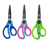 WEDO Gripy Craft Ciseaux 13 cm - Lames tranchantes en acier inoxydable avec revêtement en titane et technologie PVD, ergonomiques et antidérapantes, couleurs assorties (rose, vert, bleu)
