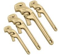 WEDO Jeu de clés à pipe non étincelantes de 20,3 cm + 25,4 cm + 35,6 cm + 45,7 cm, sans étincelles, clé de plomberie réglable, clé à pipe robuste, cuivre béryllium, non magnétique, norme DIN