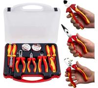 WEDO Kit d'outils isolés VDE 1000 V - 11 pièces - Kit d'outils de sécurité pour électricien avec pince, tournevis, testeur de tension, ruban adhésif, IEC 60900