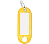 WEDO® Lot de 10 porte-clés en plastique et métal avec anneau Ø 18 mm, 52 x 21 x 3 mm, jaune (10 pièces)
