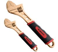 WEDO Lot de 2 clés réglables anti-étincelles avec poignée ergonomique, 15,2 cm + 25,4 cm, clé à large ouverture de la mâchoire, clé réglable, cuivre béryllium, non magnétique, norme DIN, certificat