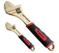 WEDO Lot de 2 clés réglables anti-étincelles avec poignée ergonomique, 15,2 cm + 30,5 cm, clé à large ouverture de la mâchoire, clé réglable, bronze aluminium, norme DIN, certificat BAM et FM