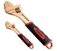 WEDO Lot de 2 clés réglables anti-étincelles avec poignée ergonomique, 15,2 cm + 30,5 cm, clé à large ouverture de la mâchoire, clé réglable, cuivre béryllium, non magnétique, norme DIN, certificat
