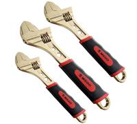 WEDO Lot de 3 clés réglables anti-étincelles avec poignée ergonomique, 20,3 cm + 25,4 cm + 30,5 cm, clé à large ouverture à mâchoire, clé réglable, bronze aluminium, norme DIN, certificat BAM et FM