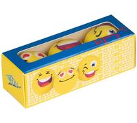 WEDO Lot de 3 gommes Smiley - En forme d'émoji rond - Sans PVC et sans latex - Diamètre : environ 25 mm - Idéales pour l'école, le bureau et les travaux créatifs