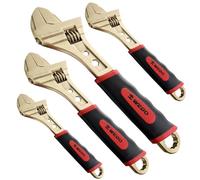 WEDO Lot de 4 clés réglables anti-étincelles avec poignée ergonomique, 15,2 cm + 20,3 cm + 25,4 cm + 30,5 cm, clé à large ouverture à mâchoire, clé réglable, bronze aluminium, norme DIN, certificat