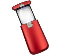 WEDO Loupe de Poche LED Lucina avec grossissement x3, lumière et Batterie, Rouge