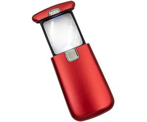 WEDO Loupe de Poche LED Lucina avec grossissement x3, lumière et Batterie, Rouge