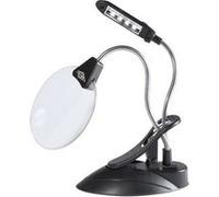 Wedo Loupe de table 27175201, éclairage LED, grossissements 2× et 4×, serre-joint, noir