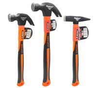 WEDO Marteau à griffes,3PCS Jeu de Marteau,Marteau de menuisier, tête 200g,Marteau de Charpentier226g(8oz)+450g(16oz), acier au carbone,Manche en Fibre de Verre