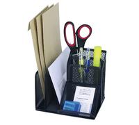 WEDO Multipot Office, 4 compartiments, noir, … base de fil m‚tallique tiss‚ et recouvert par poudrage, avec rangement inclin‚ pour bloc-notes repositionnables, dimensions: (L)145 x (P)158 x (H)135 mm -65501