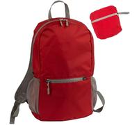 WEDO PACKTOGO Sac à dos pliable en nylon léger et imperméable (12L), bretelles rembourrées, fermetures éclair protégées contre l'eau, fixation pour trolley, porte-bouteille & poche intérieure, rouge
