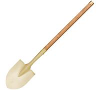 WEDO Pelle à bout rond à long col courbé anti-étincelles, pelle de transfert, manche en bois de 86,4 cm de long avec cerceau en bronze, outil de creusement de sécurité, bronze d'aluminium, norme DIN