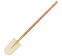 WEDO Pelle de transfert longue à pointe ronde anti-étincelle, manche en bois de 119,4 cm de long avec cerceau en bronze, outil de creusement de sécurité, bronze d'aluminium, norme DIN, certificat BAM