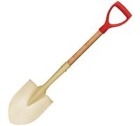 WEDO Pelle ronde anti-étincelle à long col courbé avec clip de verrouillage, pelle de transfert, manche en bois de 73,7 cm de long avec poignée en D en plastique, outil de sécurité, aluminium bronze