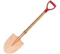 WEDO Pelle ronde anti-étincelle avec clip de verrouillage, pelle de transfert, manche en bois de 104,1 cm de long avec poignée en D en plastique, outil de creusement de sécurité, cuivre béryllium, non