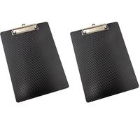 WEDO Porte-bloc A4 noir aspect carbone - Plateau d'écriture en polypropylène avec pince en métal solide et œillet de suspension, format 31,5 x 22,5 cm, épaisseur de serrage jusqu'à 8 mm (Lot de 2)