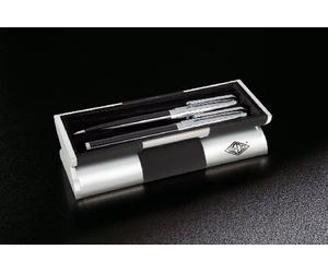 Wedo Quentin Parure stylo à bille + stylo plume en étui cadeau Noir/Chromé