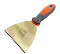 WEDO Spatule de peintre non scintillante 100 mm, aluminium bronze, grattoir pour couteau à palette, manche confortable en fibre de verre, protection contre la corrosion, spatule universelle,