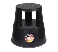 WEDO Super Step Tabouret à roulettes en Plastique incassable - Pied d'éléphant - Certifié TÜV GS - Fabriqué en Allemagne - Antidérapant - Hauteur : Environ 43 cm - Charge maximale : 150 kg - Noir