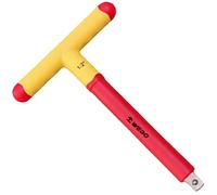WEDO VDE Clé coulissante isolée de type T 1000 V, clé de sécurité pour électriciens, acier CR-V, poignées antidérapantes, IEC 60900, 3/8"