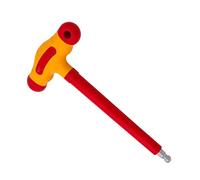 WEDO VDE Clé hexagonale isolée de type T 1000 V avec boule, clé à injection d'électricien, acier CR-V, poignées antidérapantes, IEC 60900, taille 4 x 150 mm