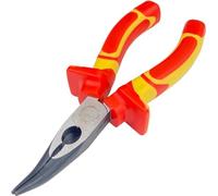 WEDO VDE Pince isolée 1000 V 15,2 cm avec long nez courbé - Pince à injection avec corps en acier au chrome vanadium et double matériau - Poignées antidérapantes - Dureté de la mâchoire HRC58-63