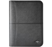 Wedo 586001 Accento Conférencier A4 en simili cuir fermeture éclair, plusieurs compartiments intérieur & extérieur passants, à 4 anneaux avec bloc-notes Noir
