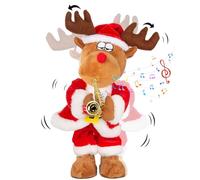 WeDoSoy Renne électrique avec chant, danse et saxophone, renne musical animatronique de Noël, poupée en peluche de Noël pour enfants, cadeau de Noël