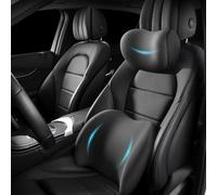 WEDSLK Soutien Coussin Lombaire Voiture & Appuie-tête pour Renault Captur, Appui-Tête Et Coussin Lombaire Ergonomiques pour Siège de Voiture,Black-Headrest and Lumbar Cushion
