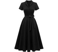 Wedtrend Robe Midi Vintage A-Line Femme - Vert, Noir , XL