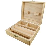 Weduspaty Boîte à cache-cachette en bois avec verrouillage métallique 3 coffre-t-t-il avec plateau roulant 6.7x5.9x2.4 pouce de cigarette pour les bijoux à tabac à ciga