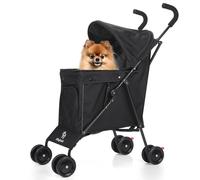 Wedyvko Poussette de voyage portable pour chien, poussette pour petits chiots et chats, jusqu'à 15 kg, noir