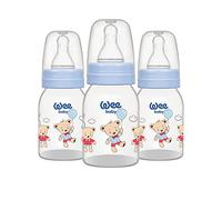 Wee Baby (Pack de 3) Biberon en plastique pour bébé | Biberons sans BPA avec tétine arrondie imitant l’allaitement maternel | Biberons de 125 ml pour bébés et jeunes enfants
