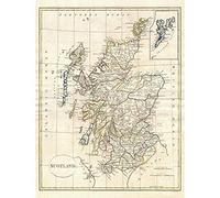 Wee Blue Coo 1799 Clement Cruttwell Map Scotland Vintage Wall Art Print Mur Décor 30 x 41 cm